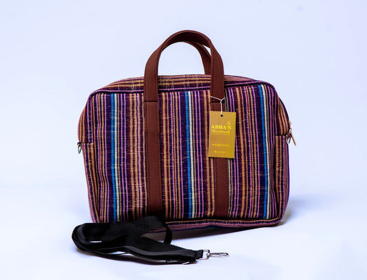 Handmade Aso-Oke Laptop Bag | Luxury African Laptop Case | Convertible Business Briefcase | Fits Up to 16-Inch Laptop