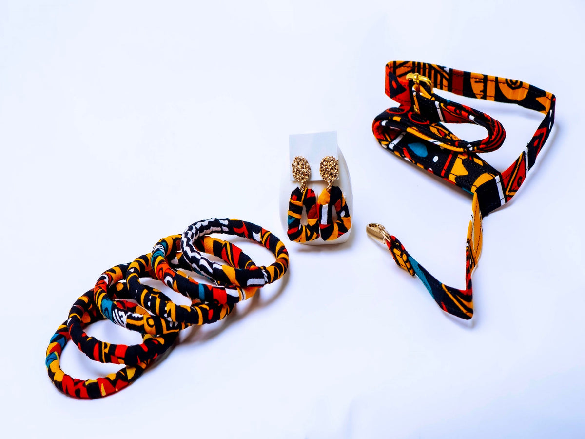 Ankara Handmade Tote Bag Set with Matching Earrings & Bangles | Convertible Crossbody | African Print Handbag