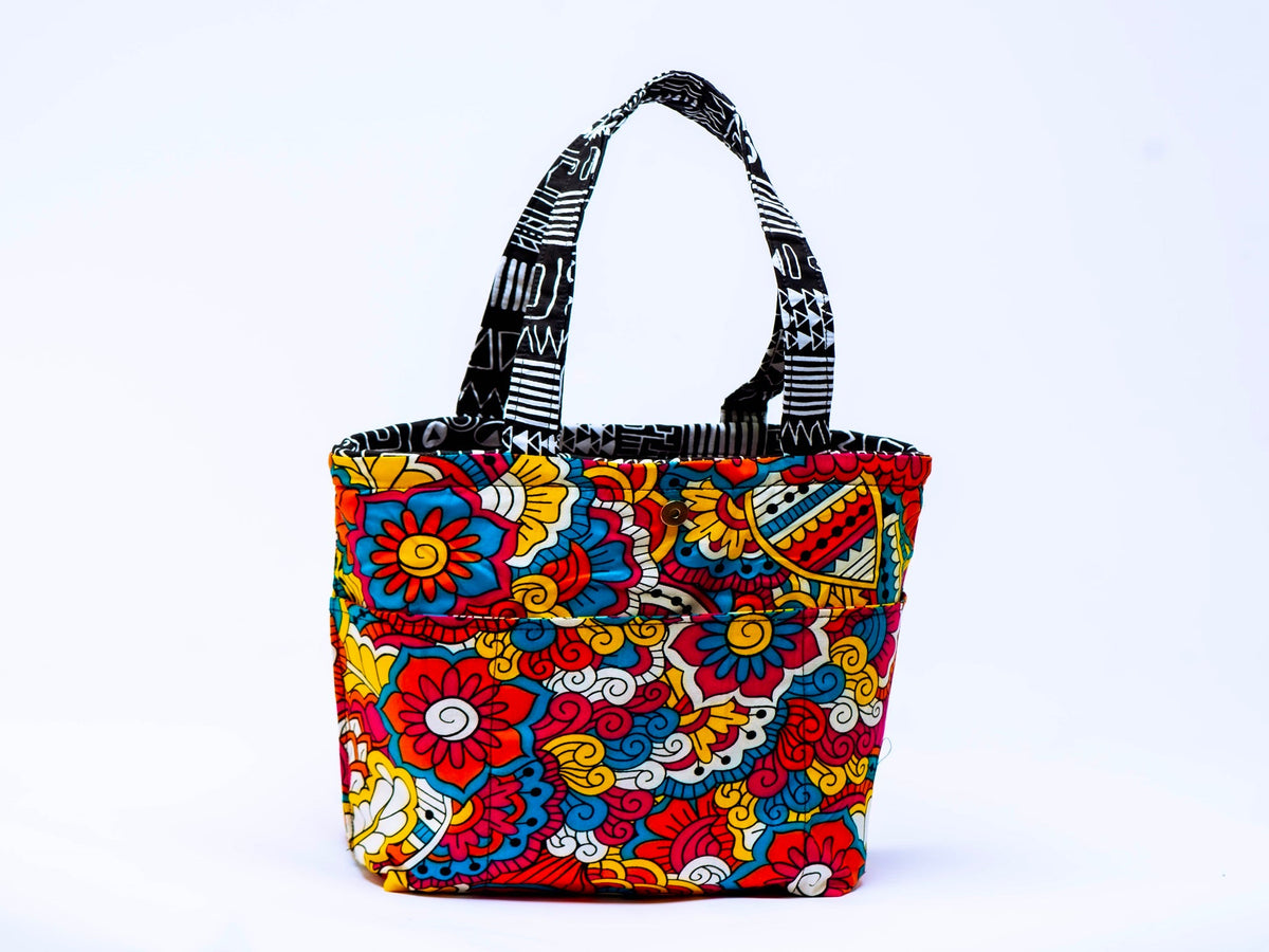 Handmade Ankara Tote Bag with Matching Zipper Pouch | African Print Shoulder Bag | Everyday Tote | Gift for Her