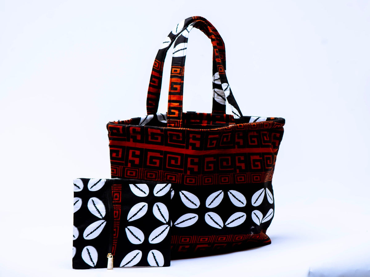 Handmade Ankara Tote Bag with Matching Zipper Pouch | African Print Shoulder Bag | Everyday Tote | Gift for Her