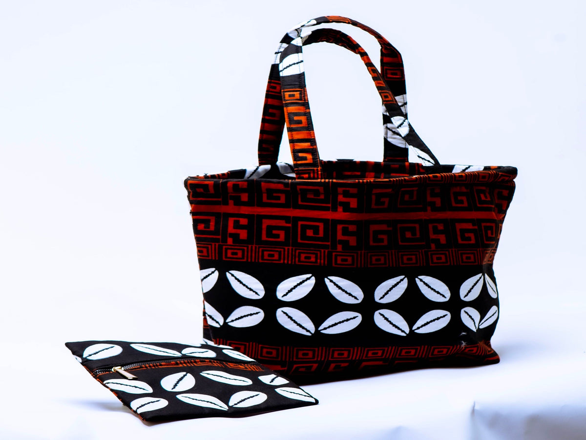 Handmade Ankara Tote Bag with Matching Zipper Pouch | African Print Shoulder Bag | Everyday Tote | Gift for Her