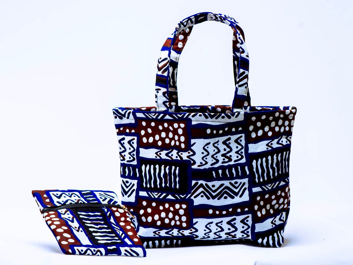 Handmade Ankara Tote Bag with Matching Zipper Pouch | African Print Shoulder Bag | Everyday Tote | Gift for Her