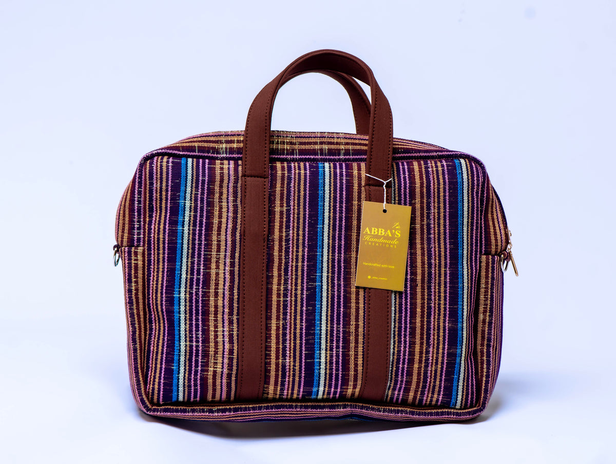 Handmade Aso-Oke Laptop Bag | Luxury African Laptop Case | Convertible Business Briefcase | Fits Up to 16-Inch Laptop