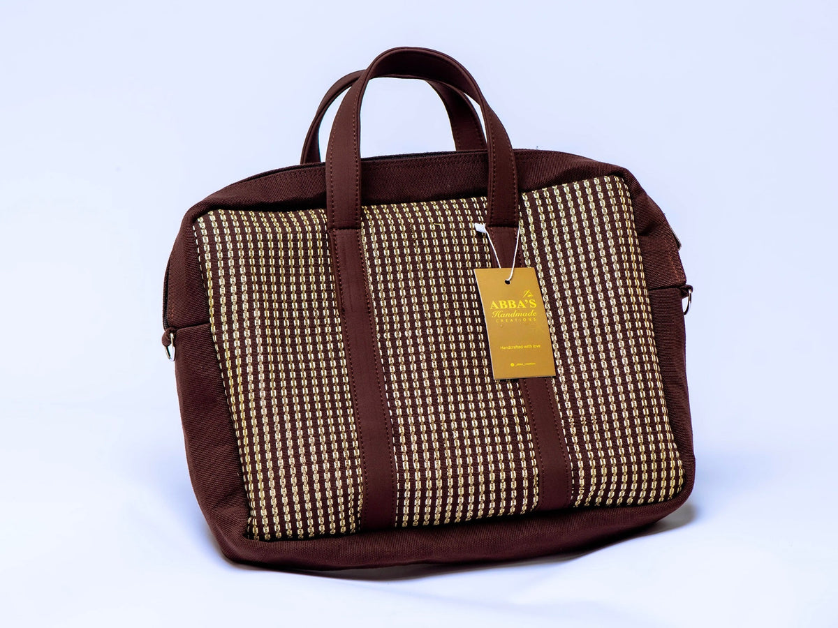 Handmade Aso-Oke Laptop Bag | Luxury African Laptop Case | Convertible Business Briefcase | Fits Up to 16-Inch Laptop