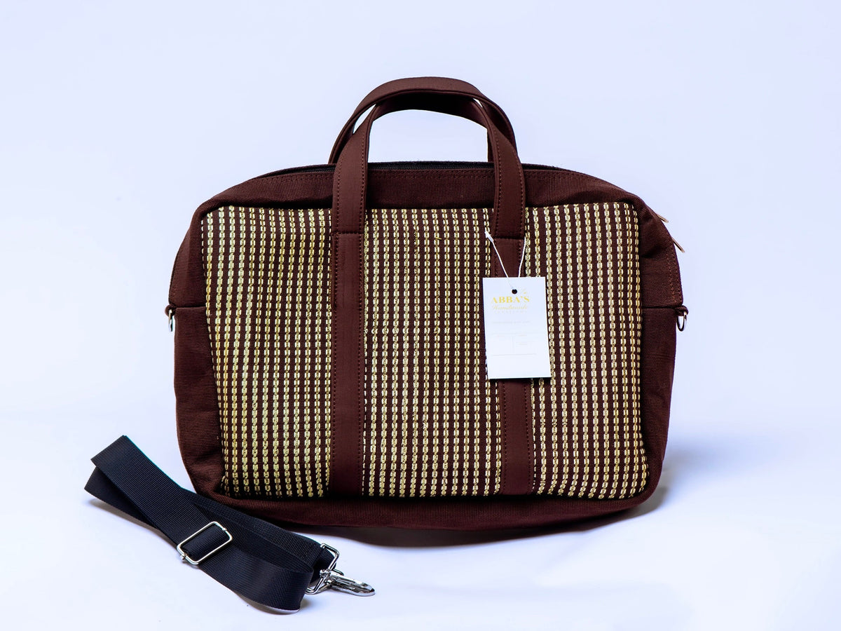 Handmade Aso-Oke Laptop Bag | Luxury African Laptop Case | Convertible Business Briefcase | Fits Up to 16-Inch Laptop