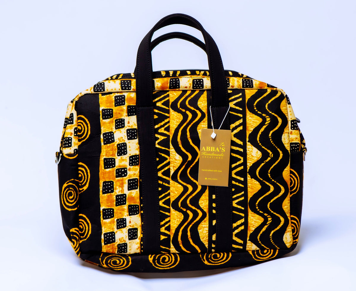 Handmade Ankara Laptop Bag | African Print Laptop Sleeve | Padded Laptop Case | Convertible Laptop Messenger Bag