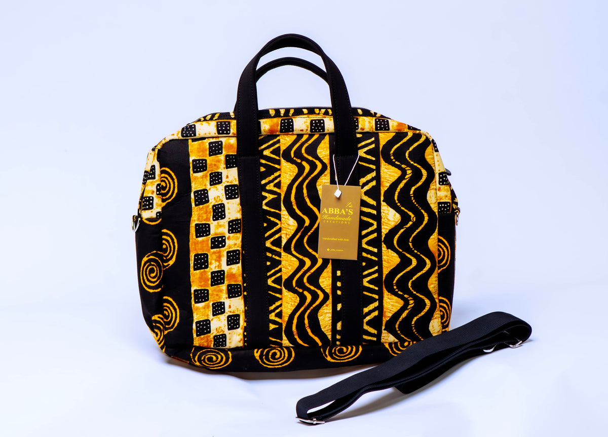 Handmade Ankara Laptop Bag | African Print Laptop Sleeve | Padded Laptop Case | Convertible Laptop Messenger Bag