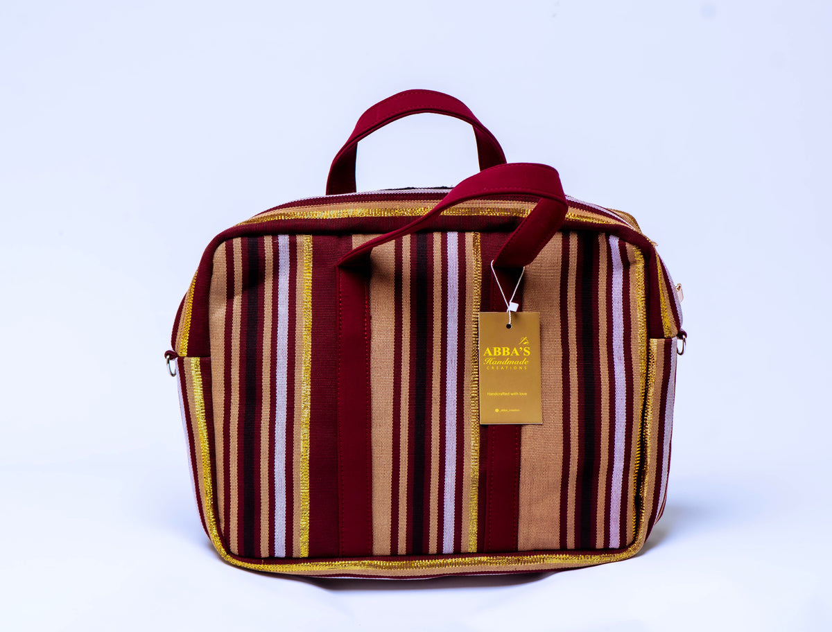 Handmade Aso-Oke Laptop Bag | Luxury African Laptop Case | Convertible Business Briefcase | Fits Up to 16-Inch Laptop