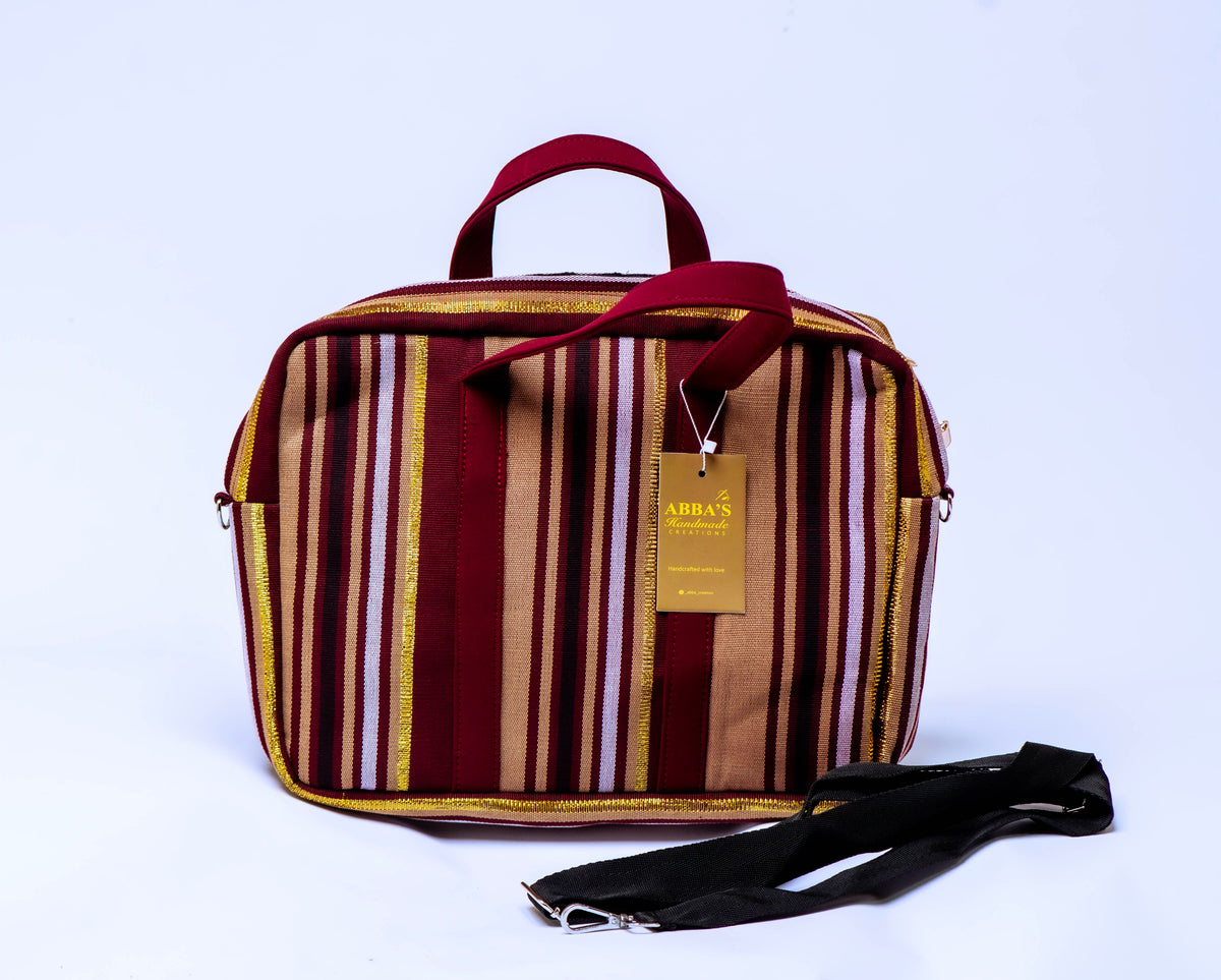 Handmade Aso-Oke Laptop Bag | Luxury African Laptop Case | Convertible Business Briefcase | Fits Up to 16-Inch Laptop
