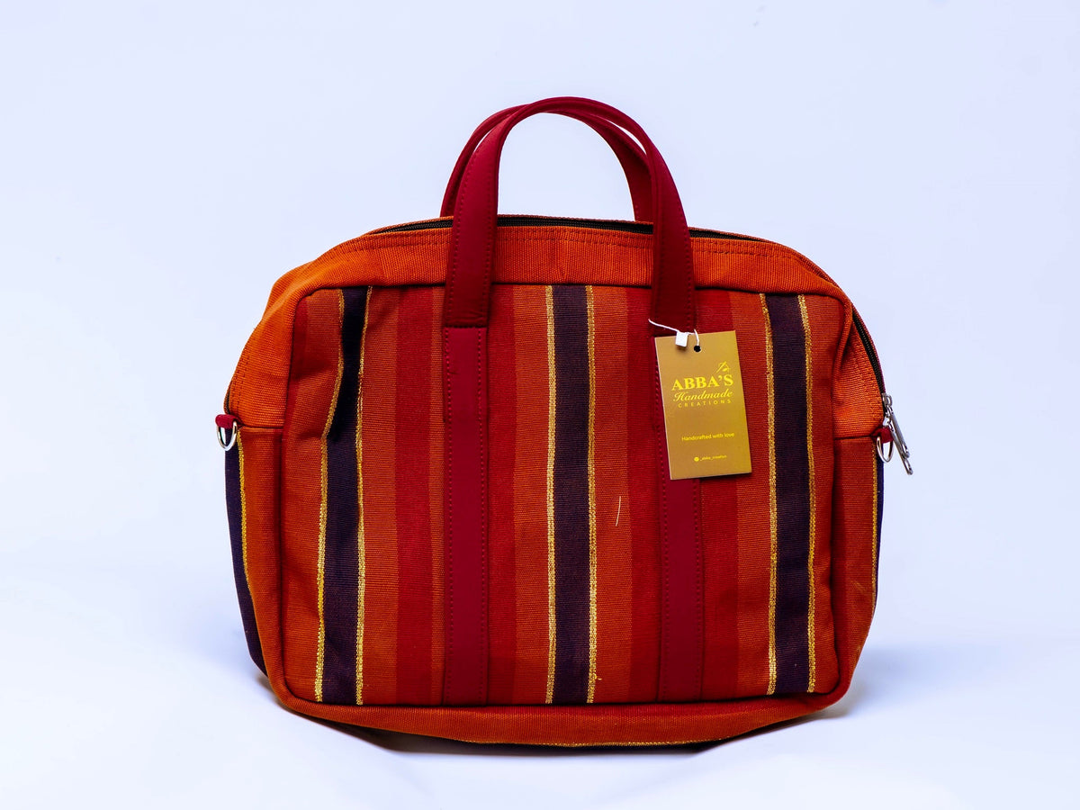 Handmade Aso-Oke Laptop Bag | Luxury African Laptop Case | Convertible Business Briefcase | Fits Up to 16-Inch Laptop