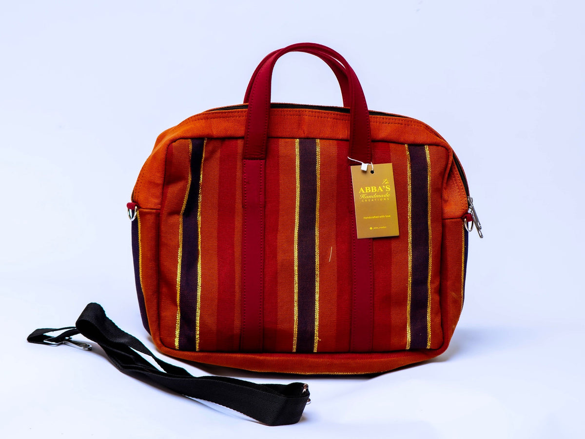 Handmade Aso-Oke Laptop Bag | Luxury African Laptop Case | Convertible Business Briefcase | Fits Up to 16-Inch Laptop