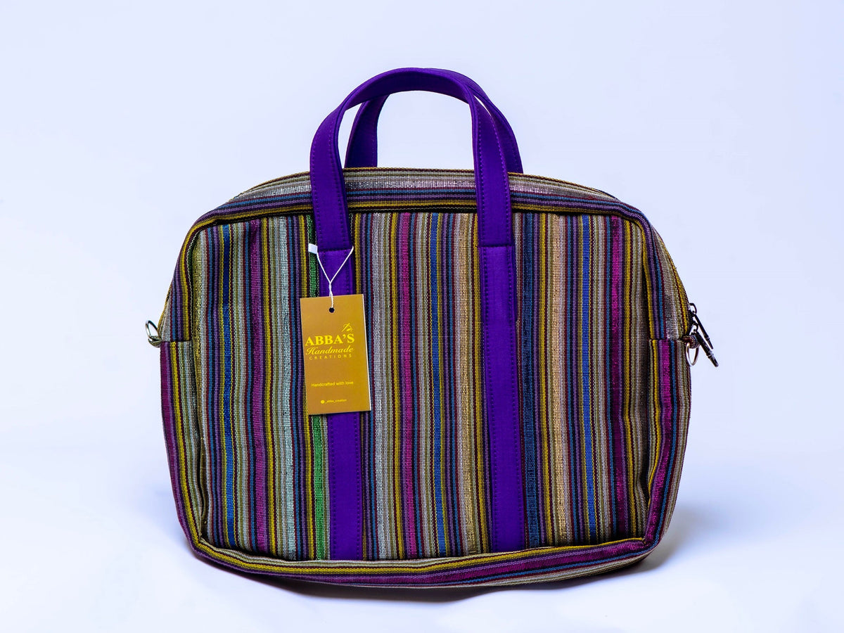 Handmade Aso-Oke Laptop Bag | Luxury African Laptop Case | Convertible Business Briefcase | Fits Up to 16-Inch Laptop