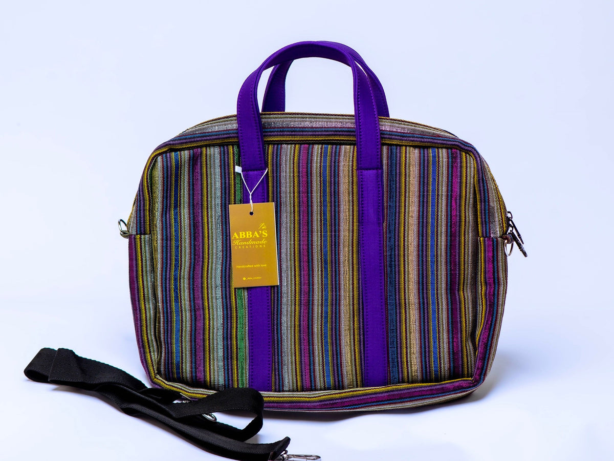 Handmade Aso-Oke Laptop Bag | Luxury African Laptop Case | Convertible Business Briefcase | Fits Up to 16-Inch Laptop