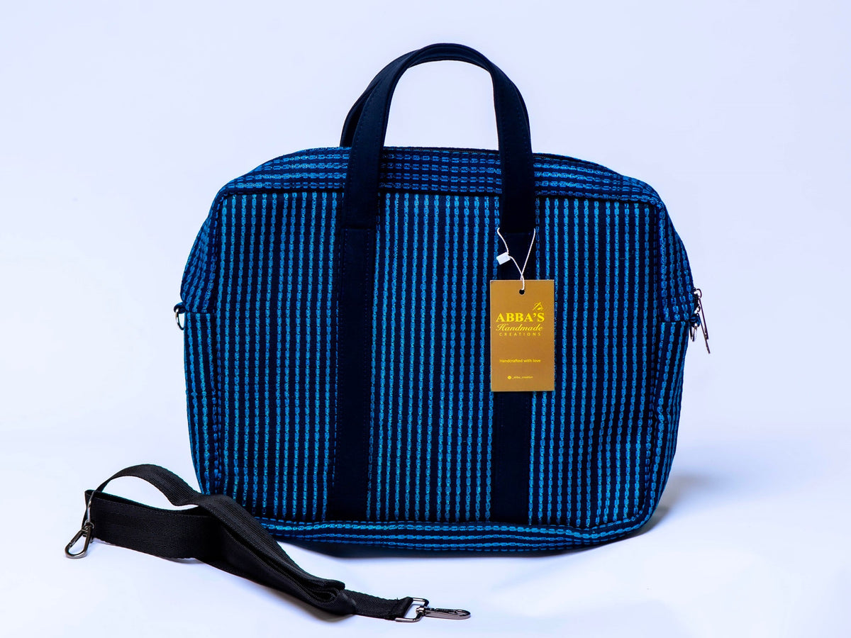 Handmade Aso-Oke Laptop Bag | Luxury African Laptop Case | Convertible Business Briefcase | Fits Up to 16-Inch Laptop