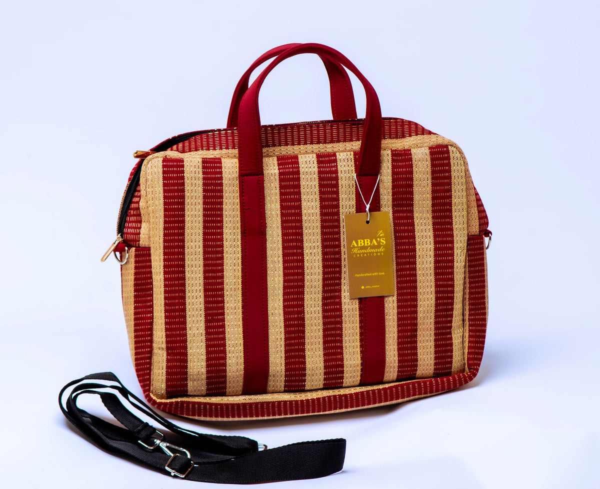 Handmade Aso-Oke Laptop Bag | Luxury African Laptop Case | Convertible Business Briefcase | Fits Up to 16-Inch Laptop