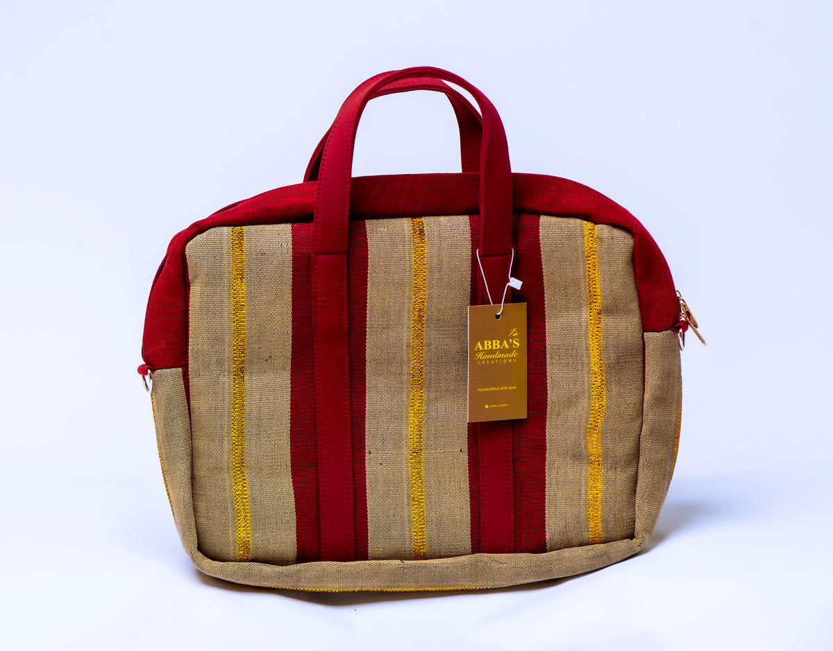 Handmade Aso-Oke Laptop Bag | Luxury African Laptop Case | Convertible Business Briefcase | Fits Up to 16-Inch Laptop
