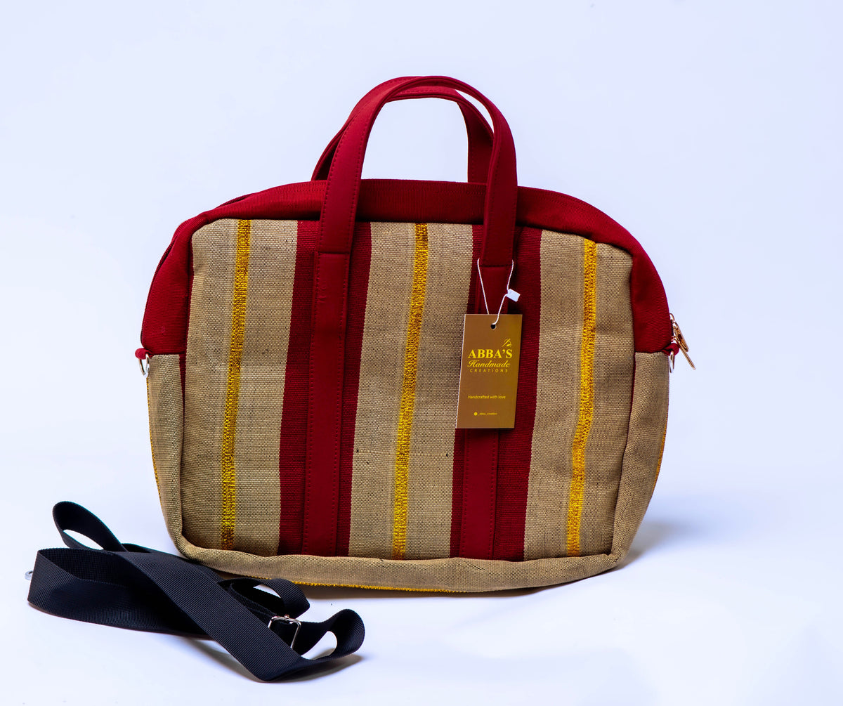 Handmade Aso-Oke Laptop Bag | Luxury African Laptop Case | Convertible Business Briefcase | Fits Up to 16-Inch Laptop