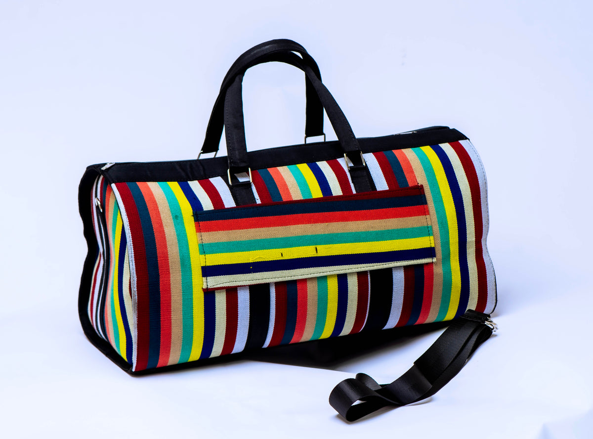 Handwoven Aso-Oke Travel Duffel Bag | African Weekend Bag | Handmade Luxury Carry-On | Unisex Travel Bag