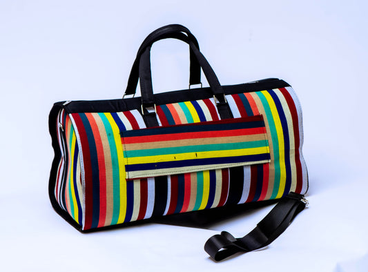 Handwoven Aso-Oke Travel Duffel Bag | African Weekend Bag | Handmade Luxury Carry-On | Unisex Travel Bag