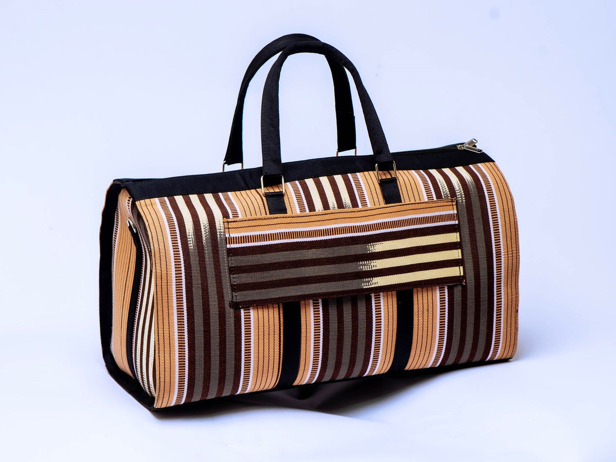 Handwoven Aso-Oke Travel Duffel Bag | African Weekend Bag | Handmade Luxury Carry-On | Unisex Travel Bag