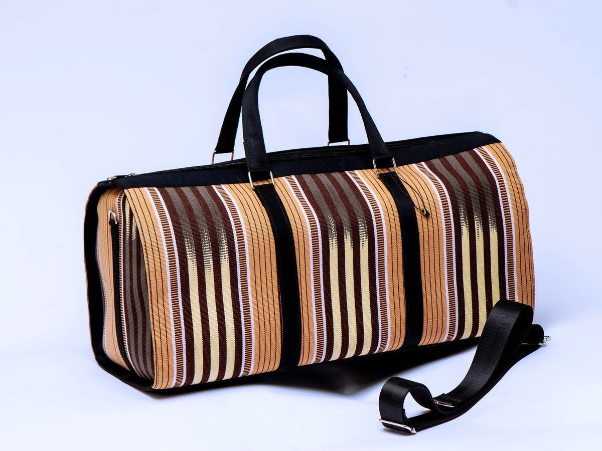 Handwoven Aso-Oke Travel Duffel Bag | African Weekend Bag | Handmade Luxury Carry-On | Unisex Travel Bag