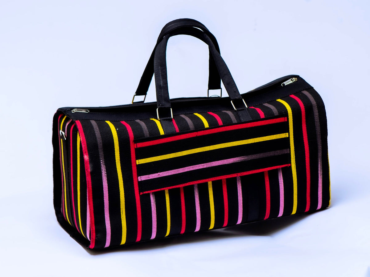 Handwoven Aso-Oke Travel Duffel Bag | African Weekend Bag | Handmade Luxury Carry-On | Unisex Travel Bag