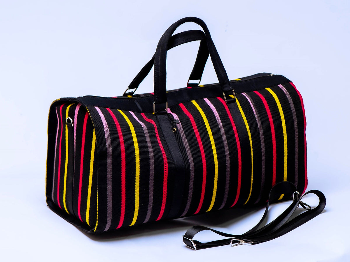Handwoven Aso-Oke Travel Duffel Bag | African Weekend Bag | Handmade Luxury Carry-On | Unisex Travel Bag