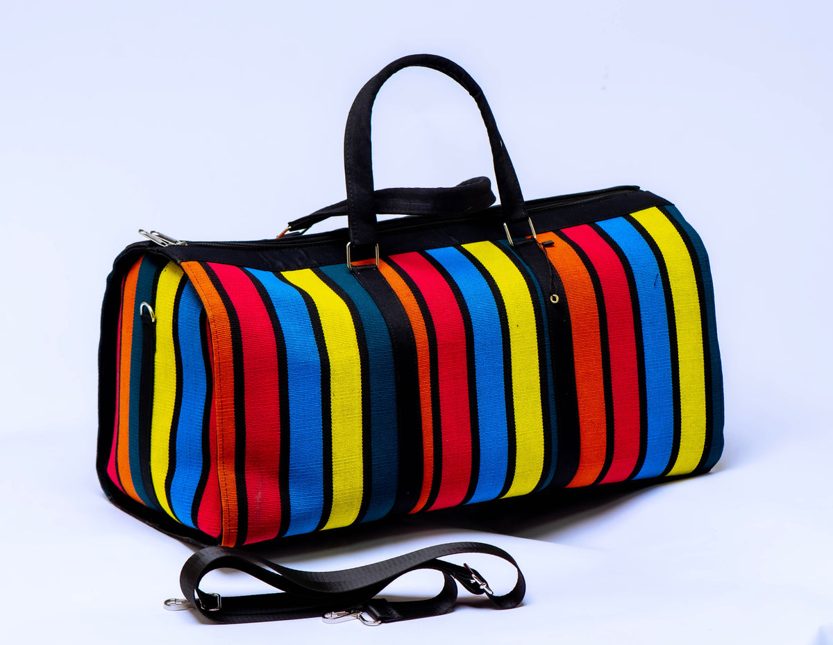 Handwoven Aso-Oke Travel Duffel Bag | African Weekend Bag | Handmade Luxury Carry-On | Unisex Travel Bag