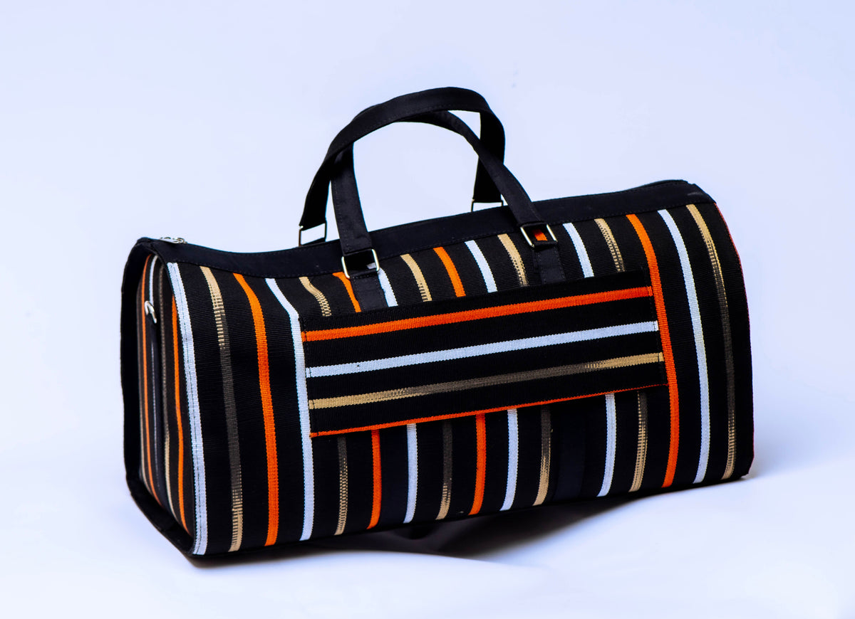 Handwoven Aso-Oke Travel Duffel Bag | African Weekend Bag | Handmade Luxury Carry-On | Unisex Travel Bag