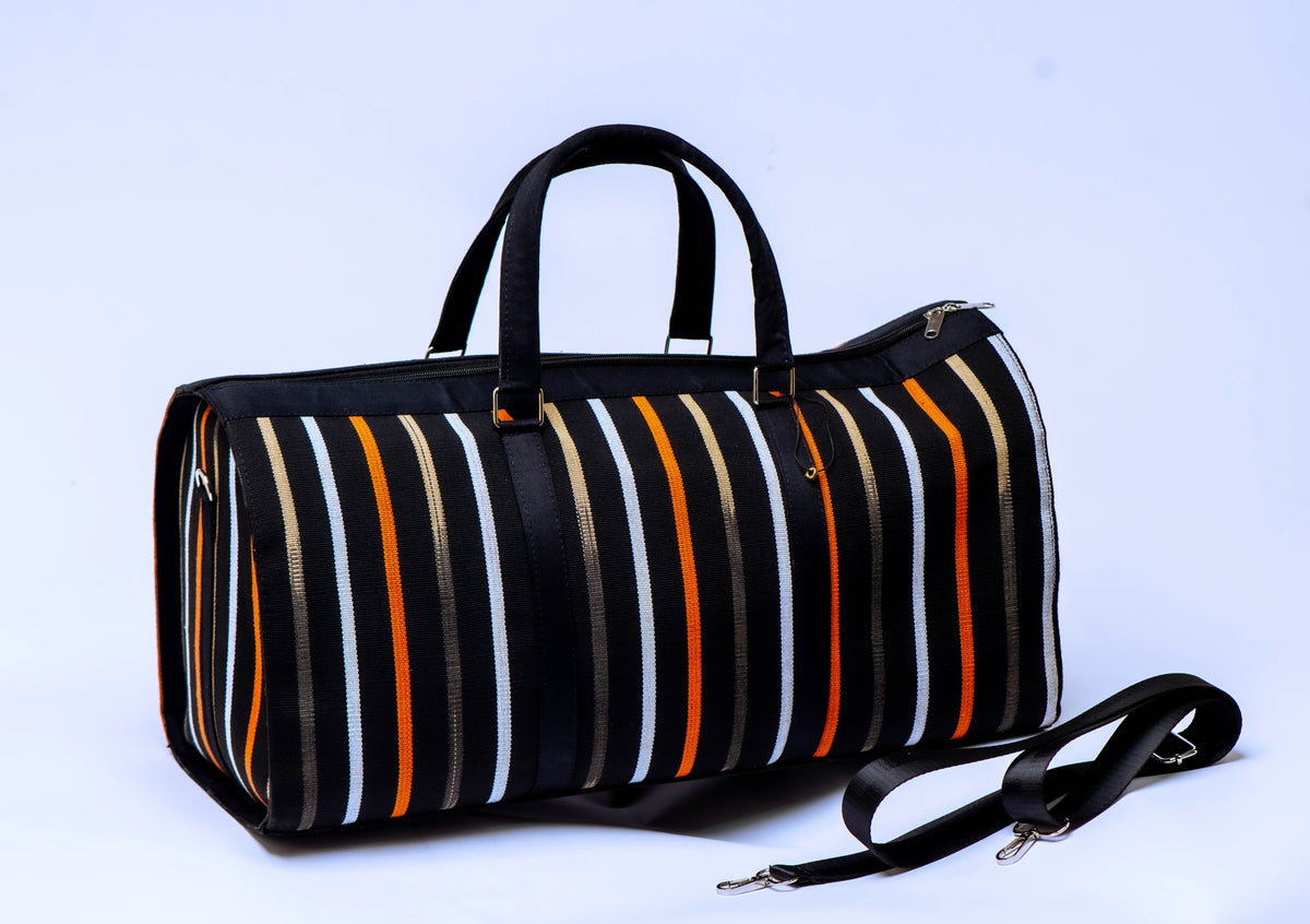 Handwoven Aso-Oke Travel Duffel Bag | African Weekend Bag | Handmade Luxury Carry-On | Unisex Travel Bag