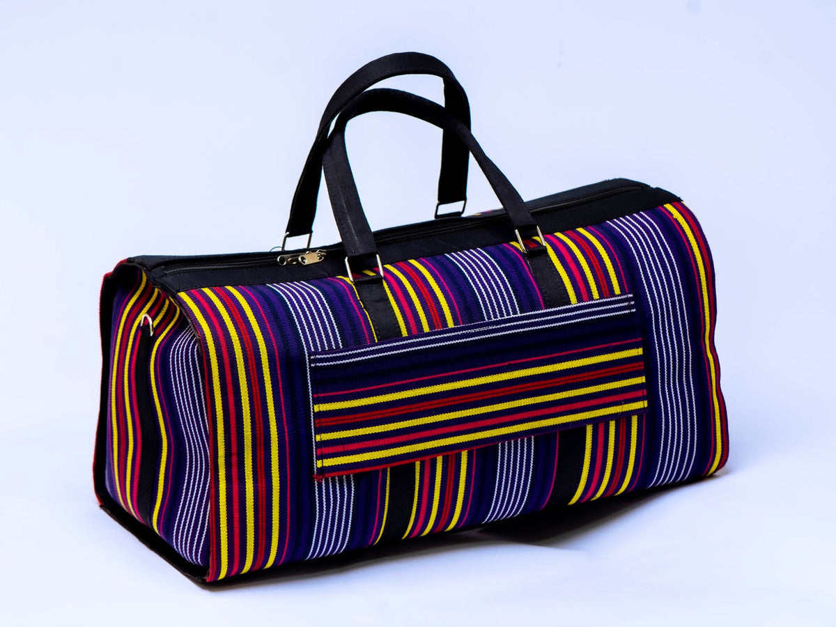 Handwoven Aso-Oke Travel Duffel Bag | African Weekend Bag | Handmade Luxury Carry-On | Unisex Travel Bag