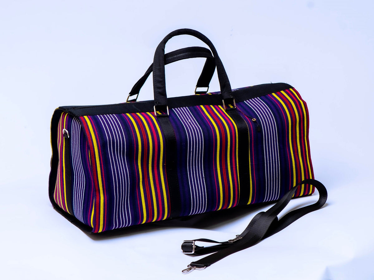 Handwoven Aso-Oke Travel Duffel Bag | African Weekend Bag | Handmade Luxury Carry-On | Unisex Travel Bag
