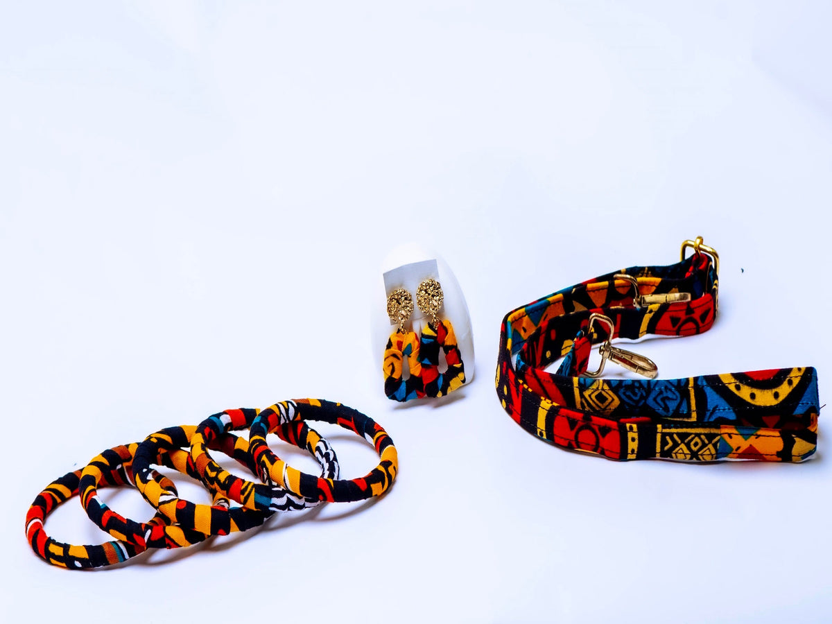 Ankara Handmade Tote Bag Set with Matching Earrings & Bangles | Convertible Crossbody | African Print Handbag
